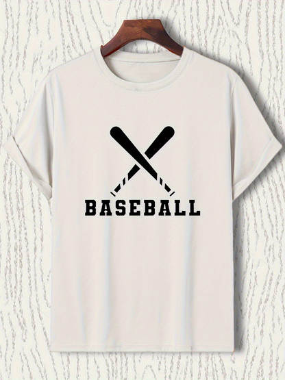 Men's Graphic T-Shirt Baseball Two Crossed Bats With Bold Text Logo Baseball