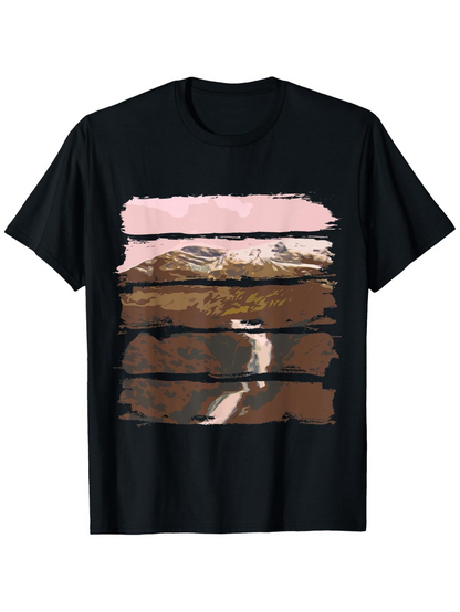 Men's Graphic T-Shirt Mountain Landscape With Streaks Of Pink Brown And Flowing River