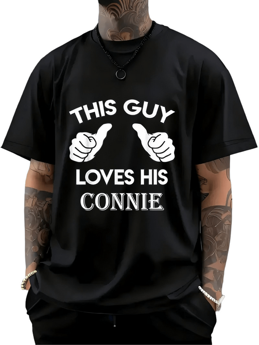 Men's Graphic T-Shirt This Guy Loves His Connie With Bold Lettering And Pointing Hands Motif