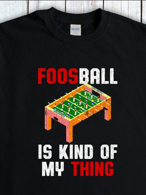 Men's Graphic T-Shirt Foosball Table Surrounded By Vintage Distressed Bold Typography Game