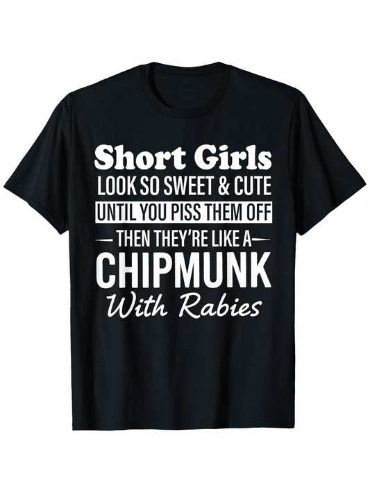 Men's Graphic T-Shirt Short Girls Looking Sweet And Cute Chipmunk With Rabies