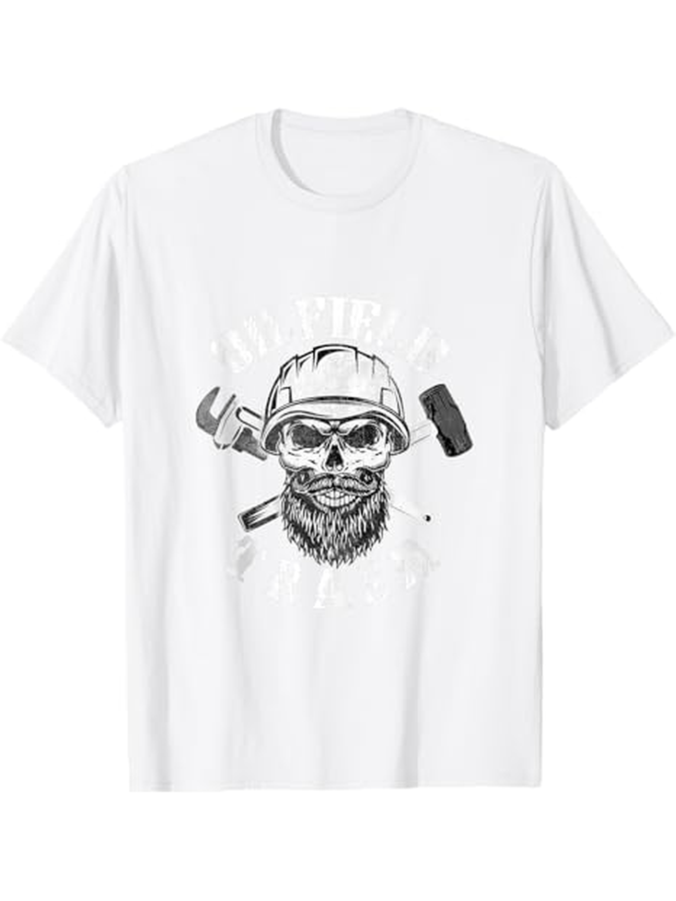 Men's Graphic T-Shirt Just Skilled Grunge Effect Worker Skull With Helmet Illustration