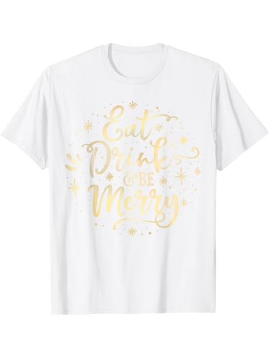 Men's Graphic T-Shirt Gold Print With Sparkling Stars In Radiant Festive Lettering T Shirt
