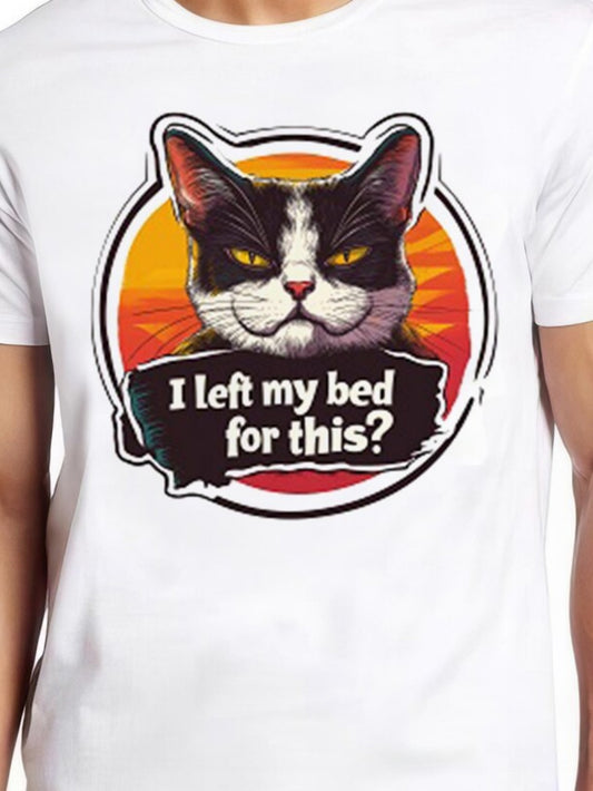 Men's Graphic T-Shirt I Left My Bed For This Grumpy Cat With Retro Sunset Graphic Cat