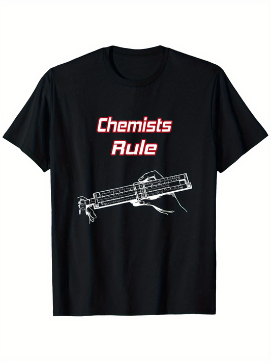 Men's Graphic T-Shirt Chemists Rule Retro Grid Gun Design With Technical Blueprint Style