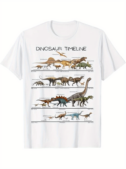 Men's Graphic T-Shirt Dinosaur Timeline Marching Ancient Creatures In Timeline Display Dinosaur