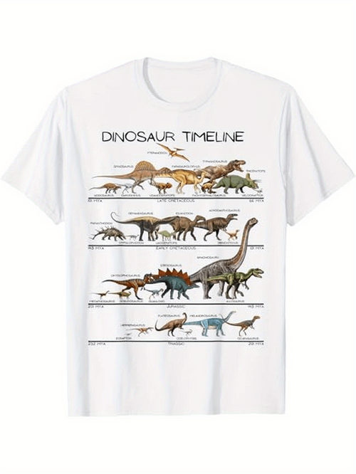 Men's Graphic T-Shirt Dinosaur Timeline Marching Ancient Creatures In Timeline Display Dinosaur