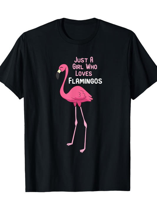 Men's Graphic T-Shirt Just A Girl Who Loves Flamingos Pink Tropical Bird Standing On One Leg Flamingo
