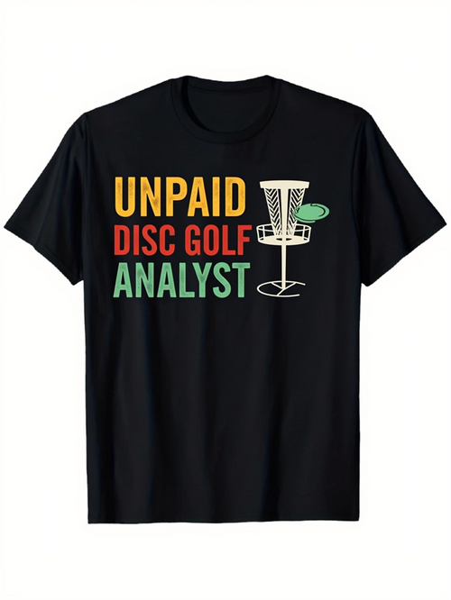 Men's Graphic T-Shirt Unpaid Disc Golf Analyst Flying Disc And Sports Basket Graphic