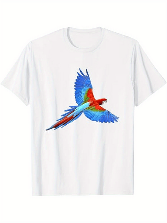 Men's Graphic T-Shirt Vivid Colorful Feathers In Flight Graceful Majestic Parrot