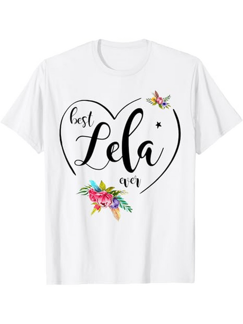 Men's Graphic T-Shirt Best Lela Ever With Watercolor Flowers And Heart Shaped Outline