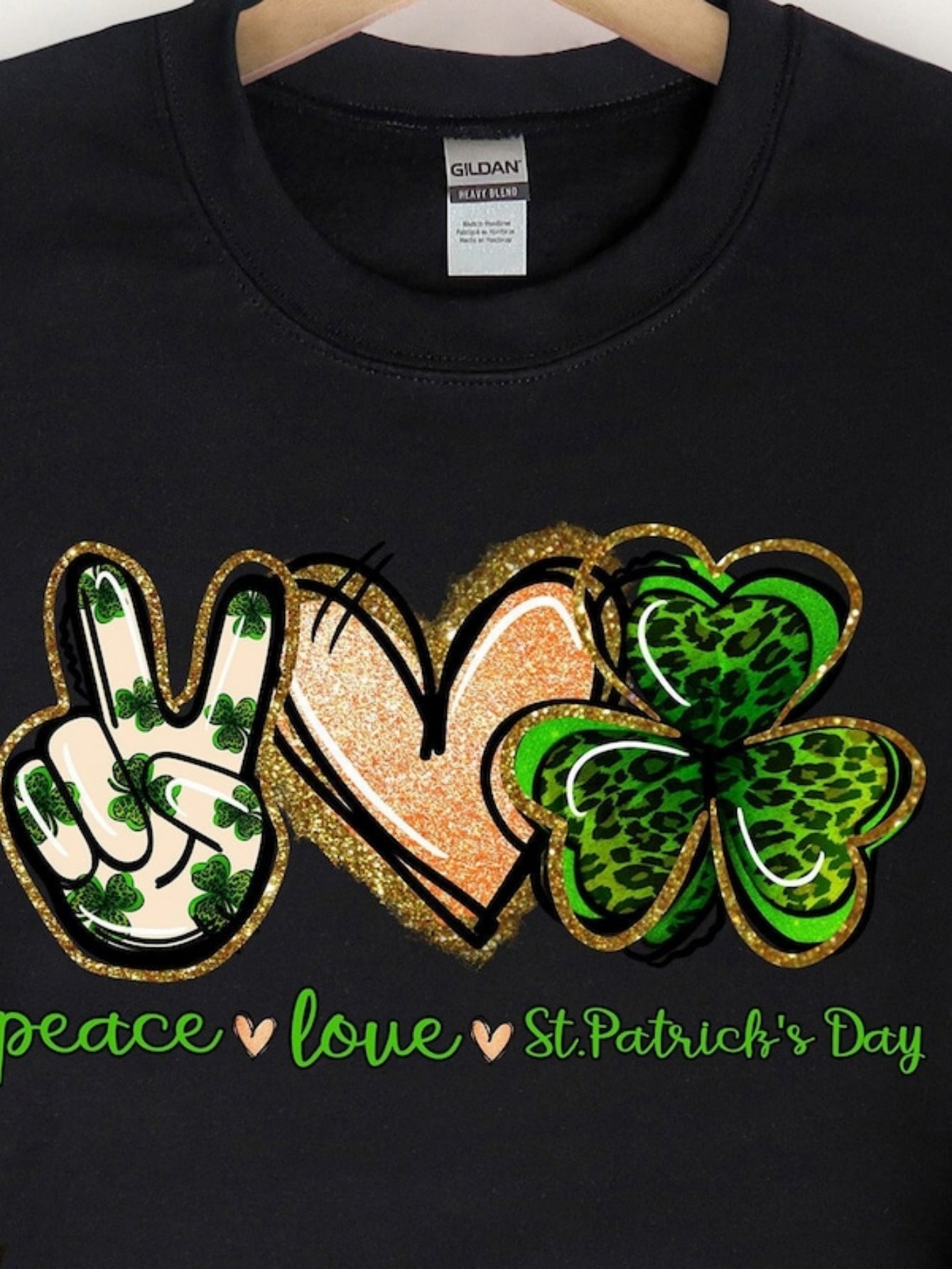 Men's Graphic T-Shirt Peace Love Green Shamrock Spring Holiday