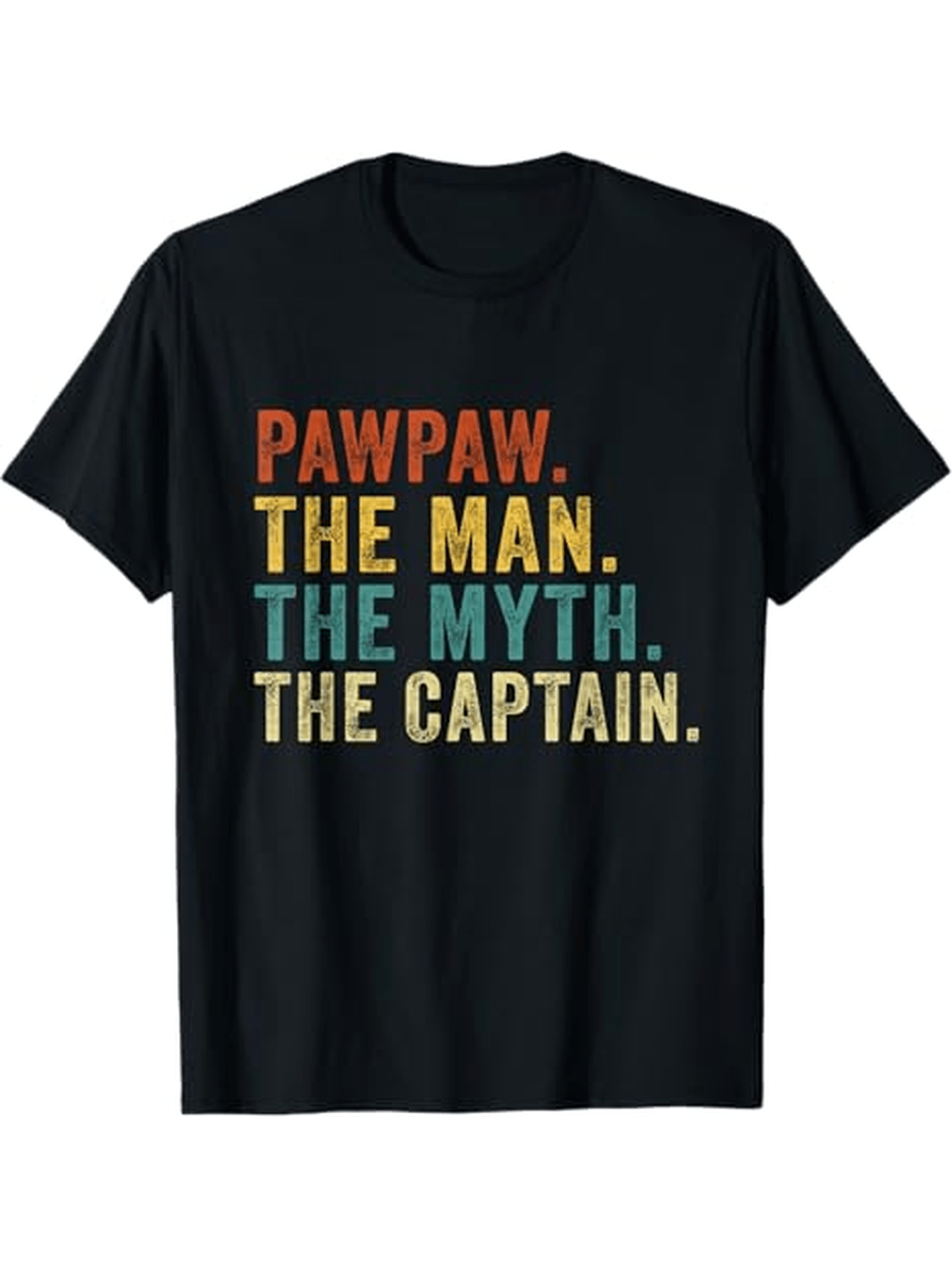 Men's Graphic T-Shirt Pawpaw The Man The Myth The Captain Retro Colorful Text Tee