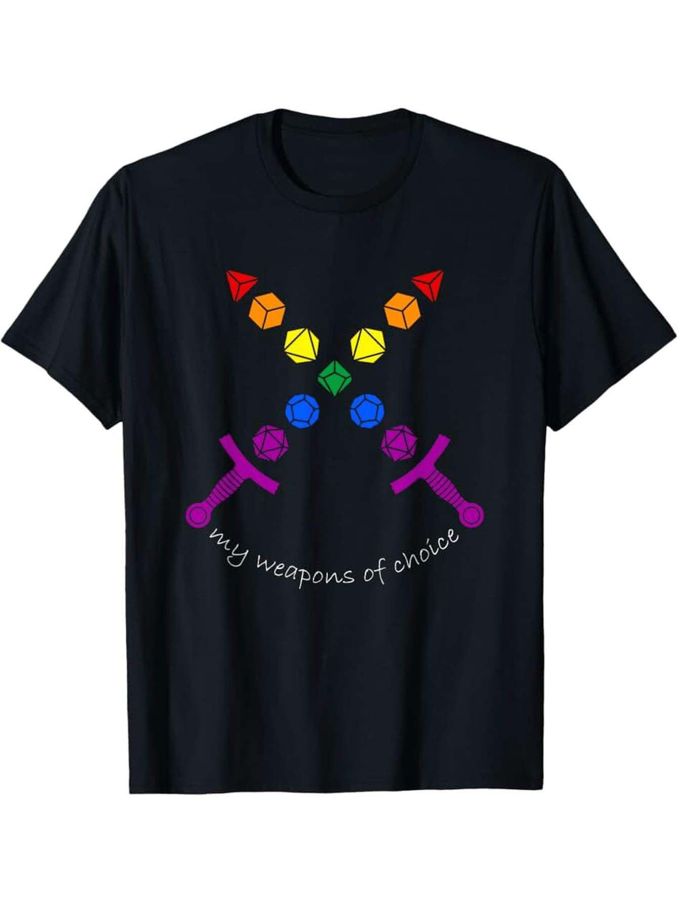 Men's Graphic T-Shirt My Weapons Of Choice Dazzling Crystals With Colorful Swords Under Sparkling Gems