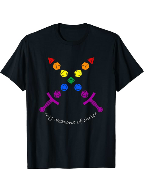 Men's Graphic T-Shirt My Weapons Of Choice Dazzling Crystals With Colorful Swords Under Sparkling Gems