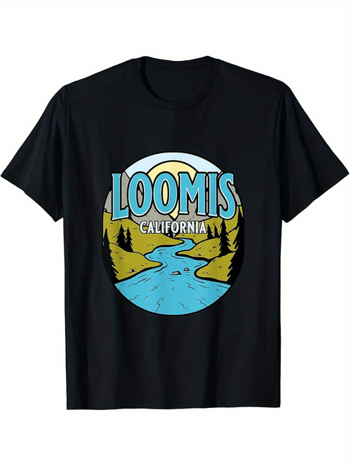 Men's Graphic T-Shirt Loomis California Sunset River Landscape With Flowing Water