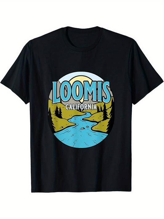 Men's Graphic T-Shirt Loomis California Sunset River Landscape With Flowing Water