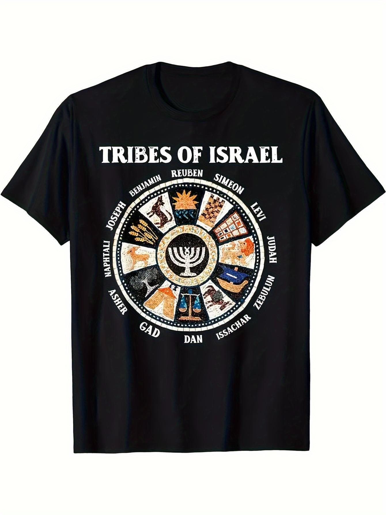 Men's Graphic T-Shirt Tribes Of Israel Ancient Symbols Among Ornamental Jewish Designs Circle