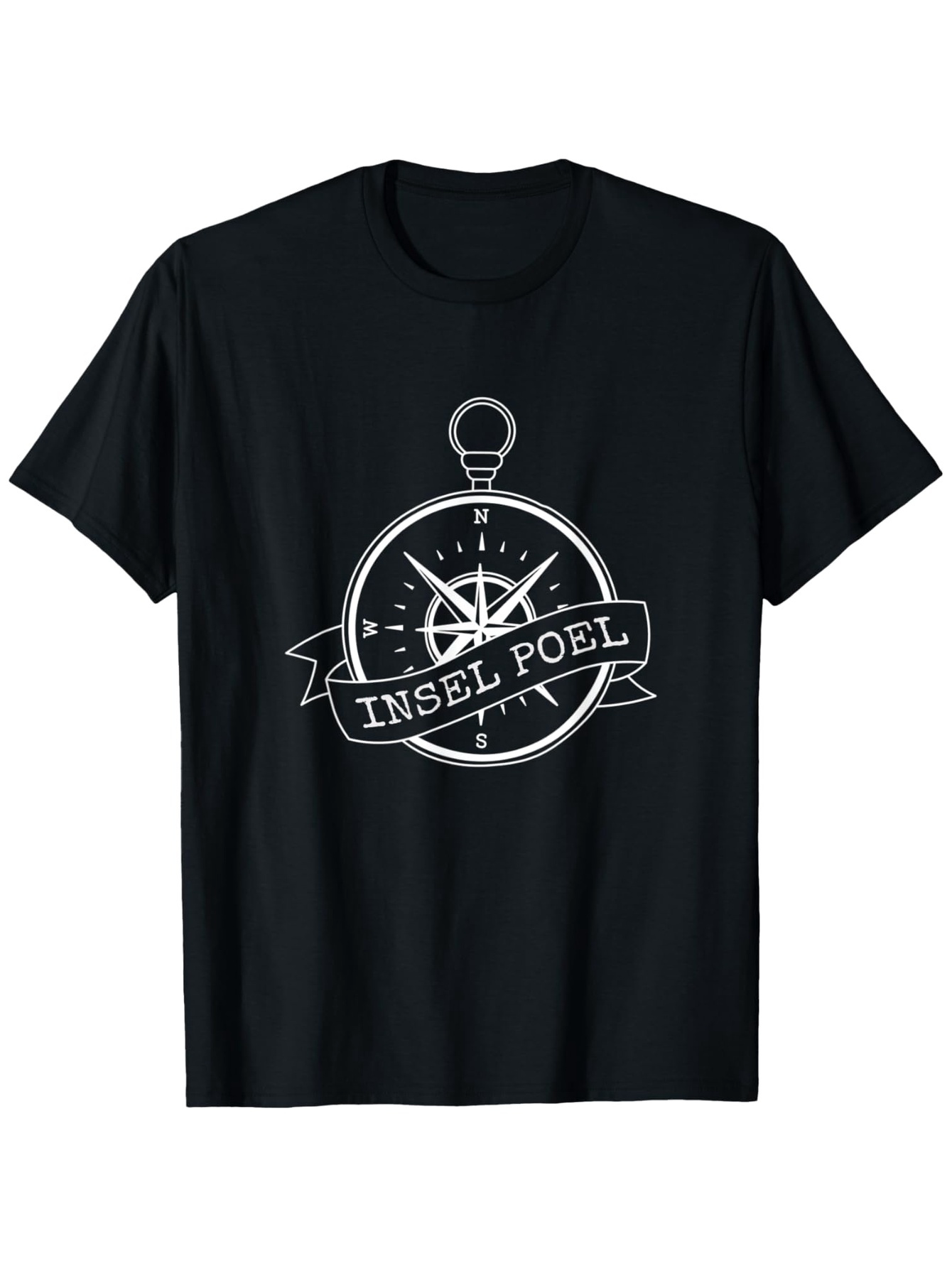 Men's Graphic T-Shirt Insel Poel Nautical Elements Banner With Compass Graphic