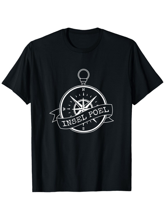 Men's Graphic T-Shirt Insel Poel Nautical Elements Banner With Compass Graphic