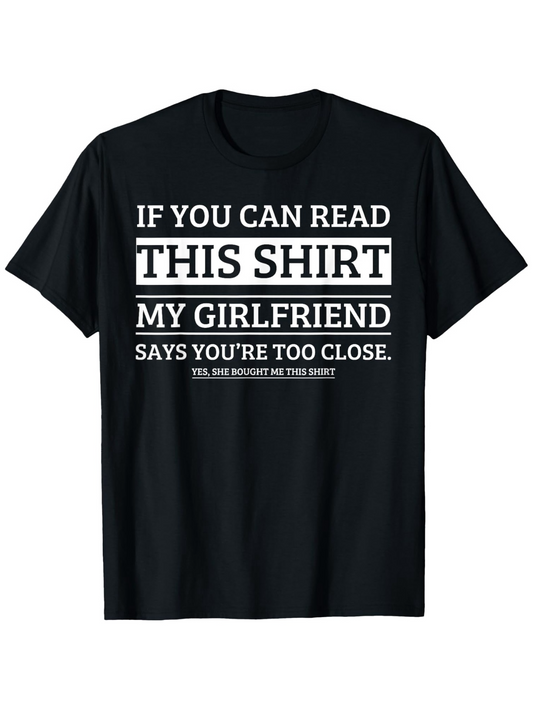 Men's Graphic T-Shirt Funny Warning Words In Bold White Text On A Black Shirt