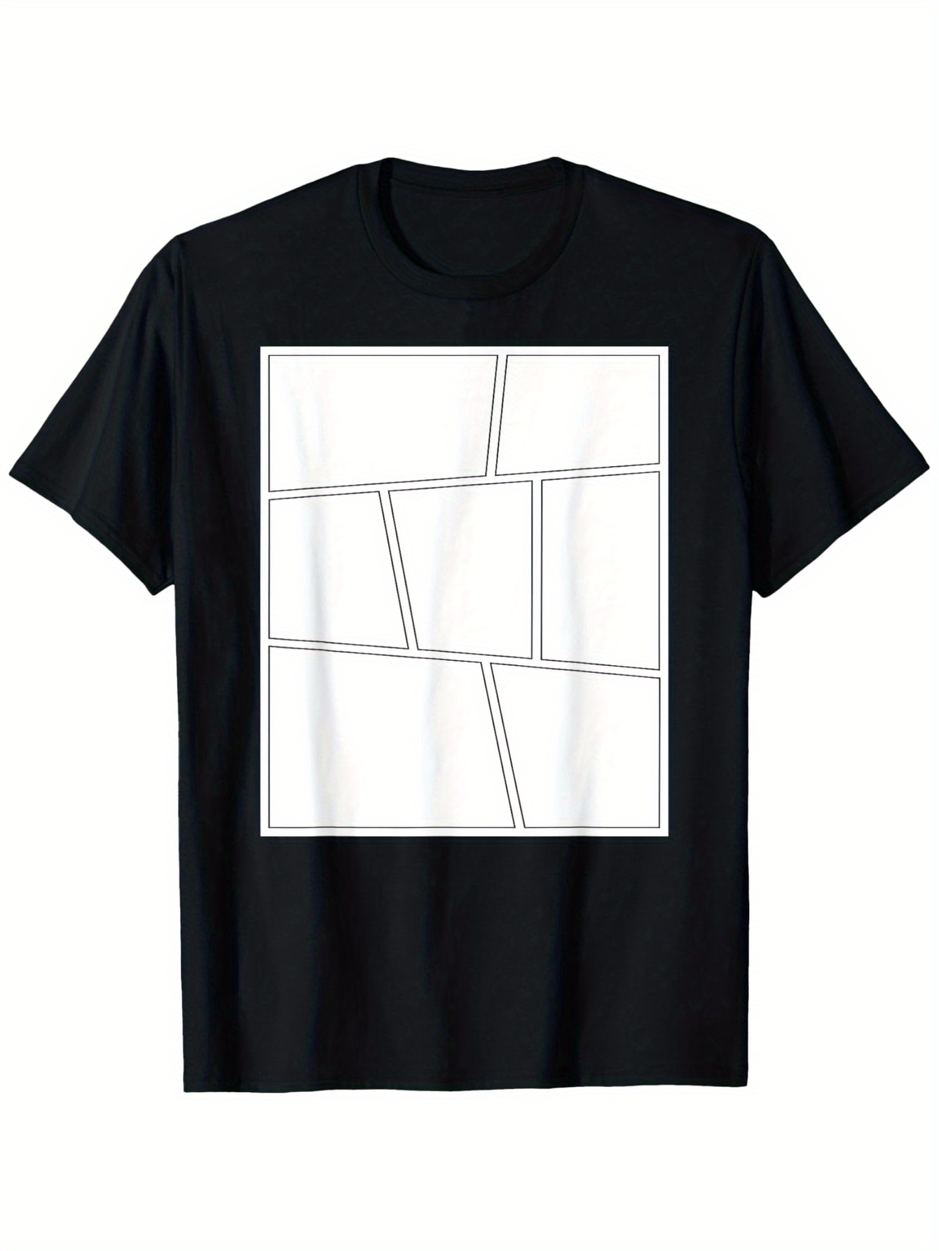 Men's Graphic T-Shirt Minimalist Abstract Lines Within Geometric Framed Structure Design