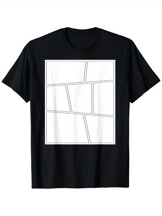 Men's Graphic T-Shirt Minimalist Abstract Lines Within Geometric Framed Structure Design