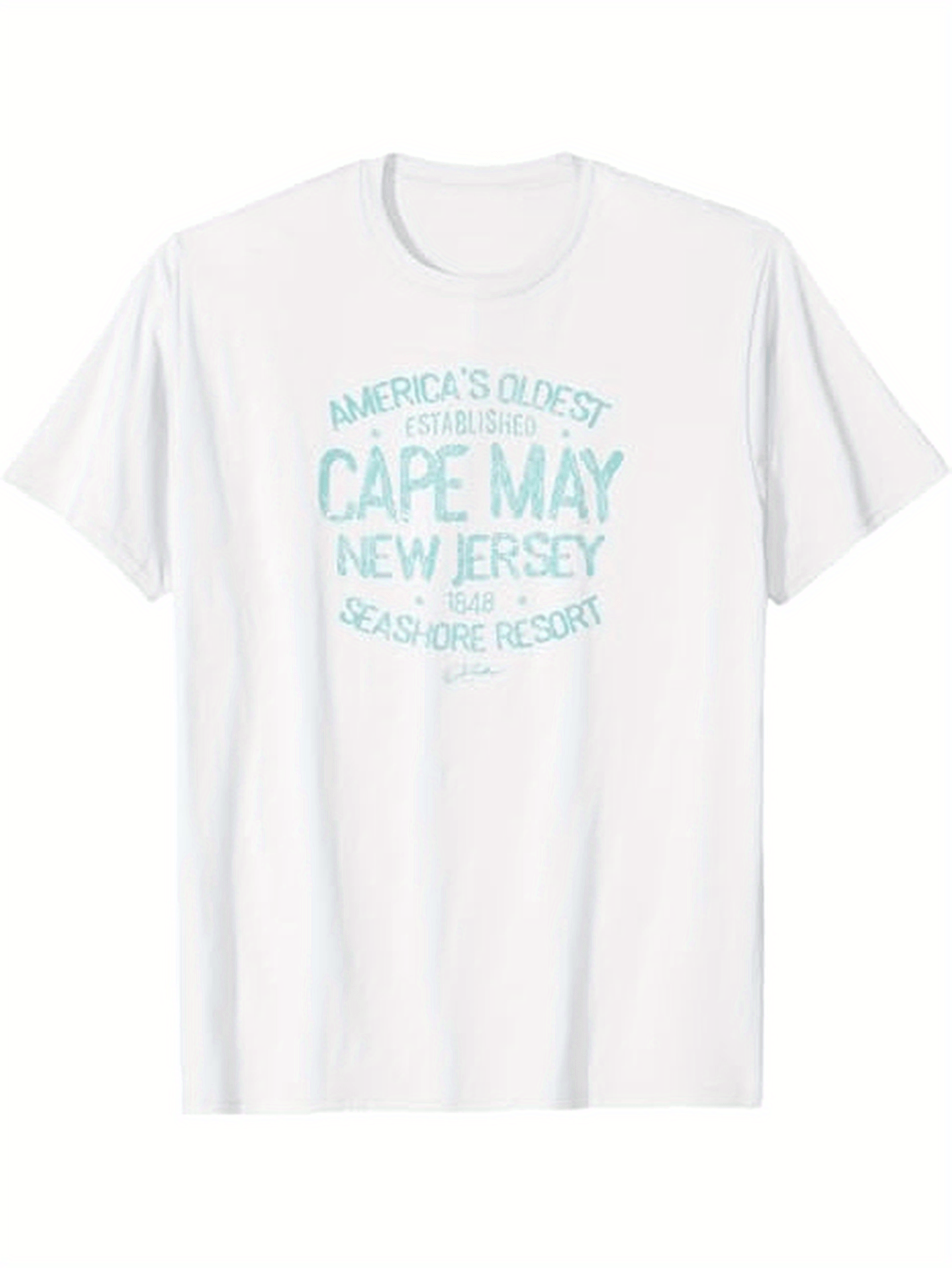Men's Graphic T-Shirt Cape May New Jersey Retro Letter Graphic With Vintage Washed Effect Text