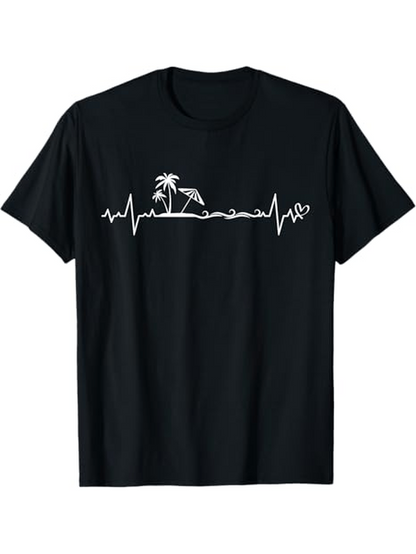 Men's Graphic T-Shirt Wave Pulse With Palm Trees And Beach Relaxation Scene