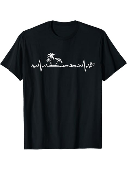 Men's Graphic T-Shirt Wave Pulse With Palm Trees And Beach Relaxation Scene