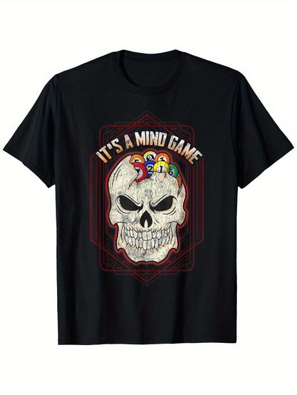 Men's Graphic T-Shirt Its A Mind Game Colorful Parrots Resting On Human Skull