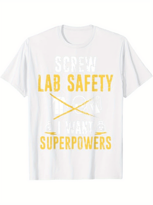 Men's Graphic T-Shirt Screw Lab Safety I Want Superpowers With Crossed Lines Minimal Design T Shirt