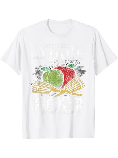 Men's Graphic T-Shirt Apple Pickers Among Leaves With Wooden Basket Fruit Apple
