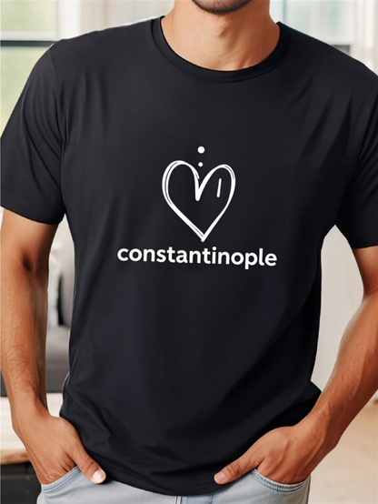 Men's Graphic T-Shirt Constantinople Minimalist Heart Graphic With Symbolic Line Art