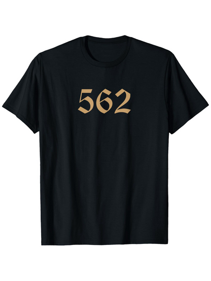 Men's Graphic T-Shirt Golden Gothic Numbers Centered On Black Shirt