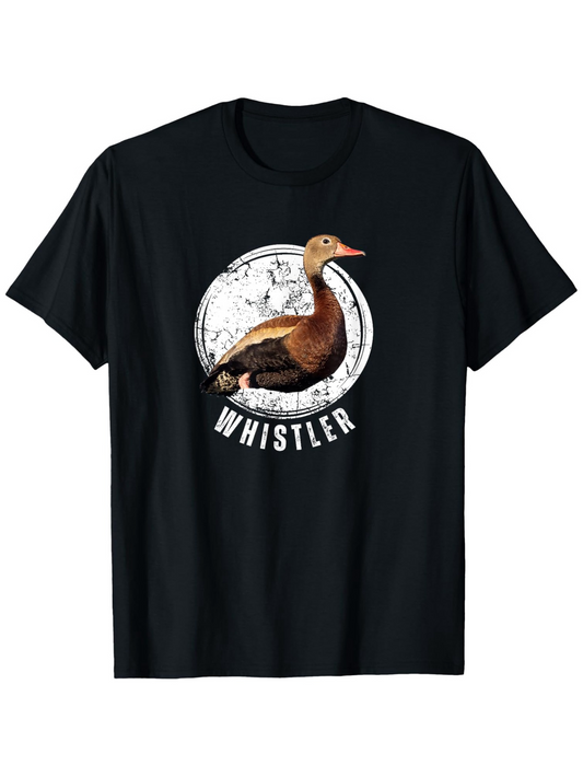 Men's Graphic T-Shirt Rustic Distressed White Circle With Whistling Brown Duck Bird