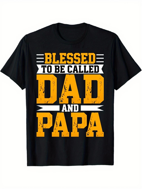 Men's Graphic T-Shirt Blessed To Be Called Dad And Papa Vintage Bold Typography T Shirt