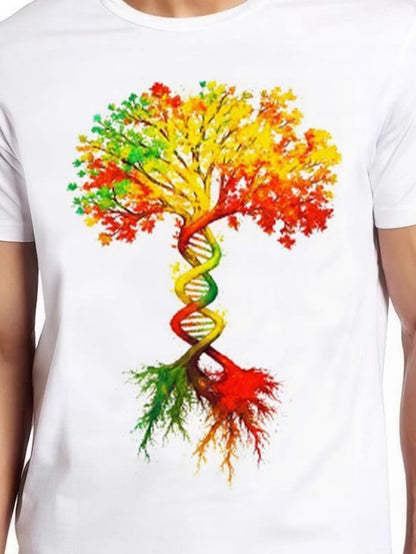Men's Graphic T-Shirt Colorful Branches And Vibrant Roots Forming A DNA Tree