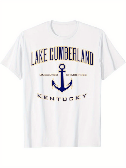 Men's Graphic T-Shirt Lake Cumberland Anchor Below Tranquil Sunrise Blue Waters Kentucky