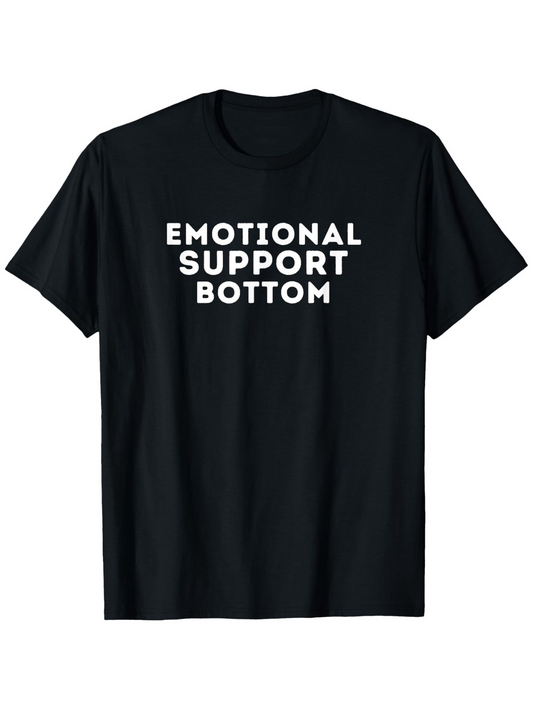Men's Graphic T-Shirt Emotional Support Bottom Bold Letter Statement Black T Shirt