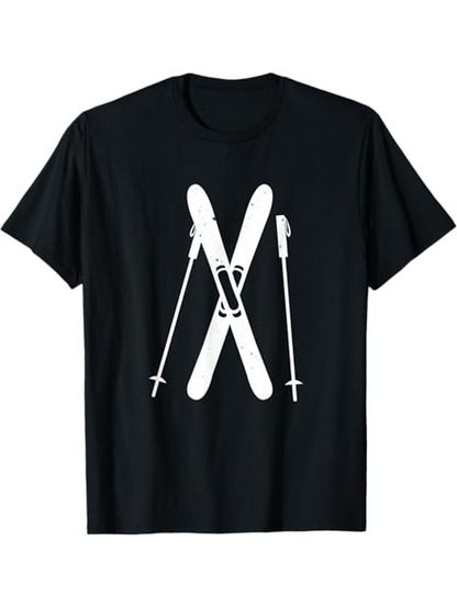 Men's Graphic T-Shirt Winter Adventure With Skis And Poles Crossed Together Ski Equipment