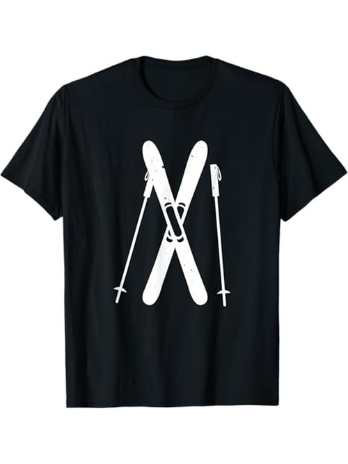 Men's Graphic T-Shirt Winter Adventure With Skis And Poles Crossed Together Ski Equipment