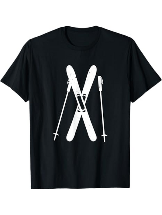 Men's Graphic T-Shirt Winter Adventure With Skis And Poles Crossed Together Ski Equipment
