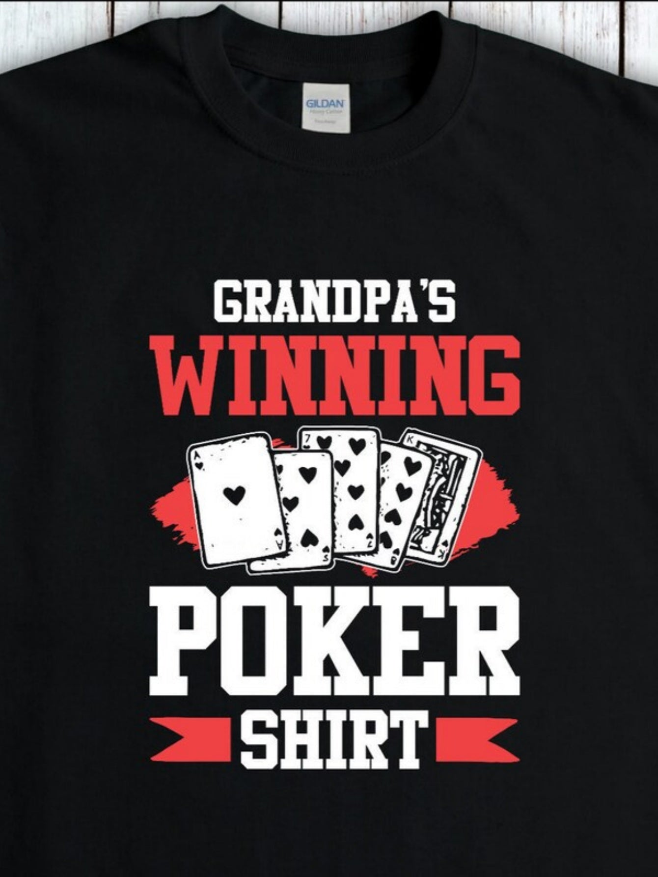 Men's Graphic T-Shirt Grandpas Winning Poker Shirt With Playing Cards Illustrating Winning Hand