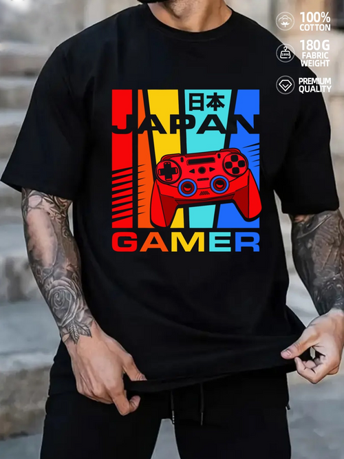 Men's Graphic T-Shirt Japan Gamer With Vibrant Colors Bold Controller Design Gamer