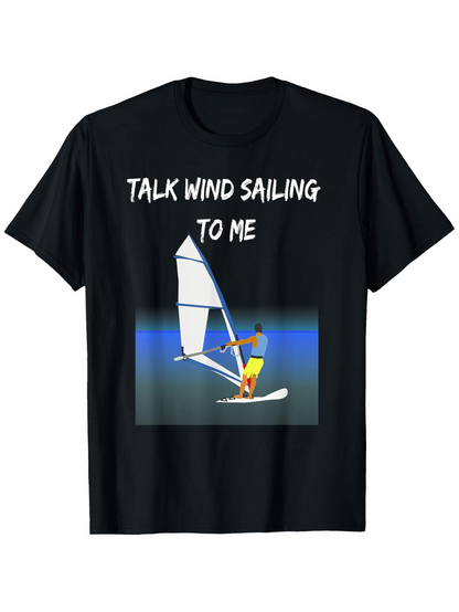 Men's Graphic T-Shirt Talk Wind Sailing To Me Vibrant Evening Sea With Windsurfer Sailing Board