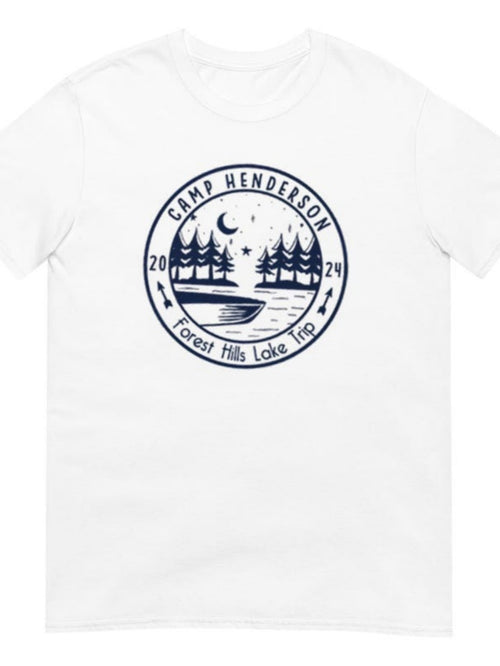 Men's Graphic T-Shirt Camp Henderson Crescent Moon Among Pine Trees Reflected On Lake