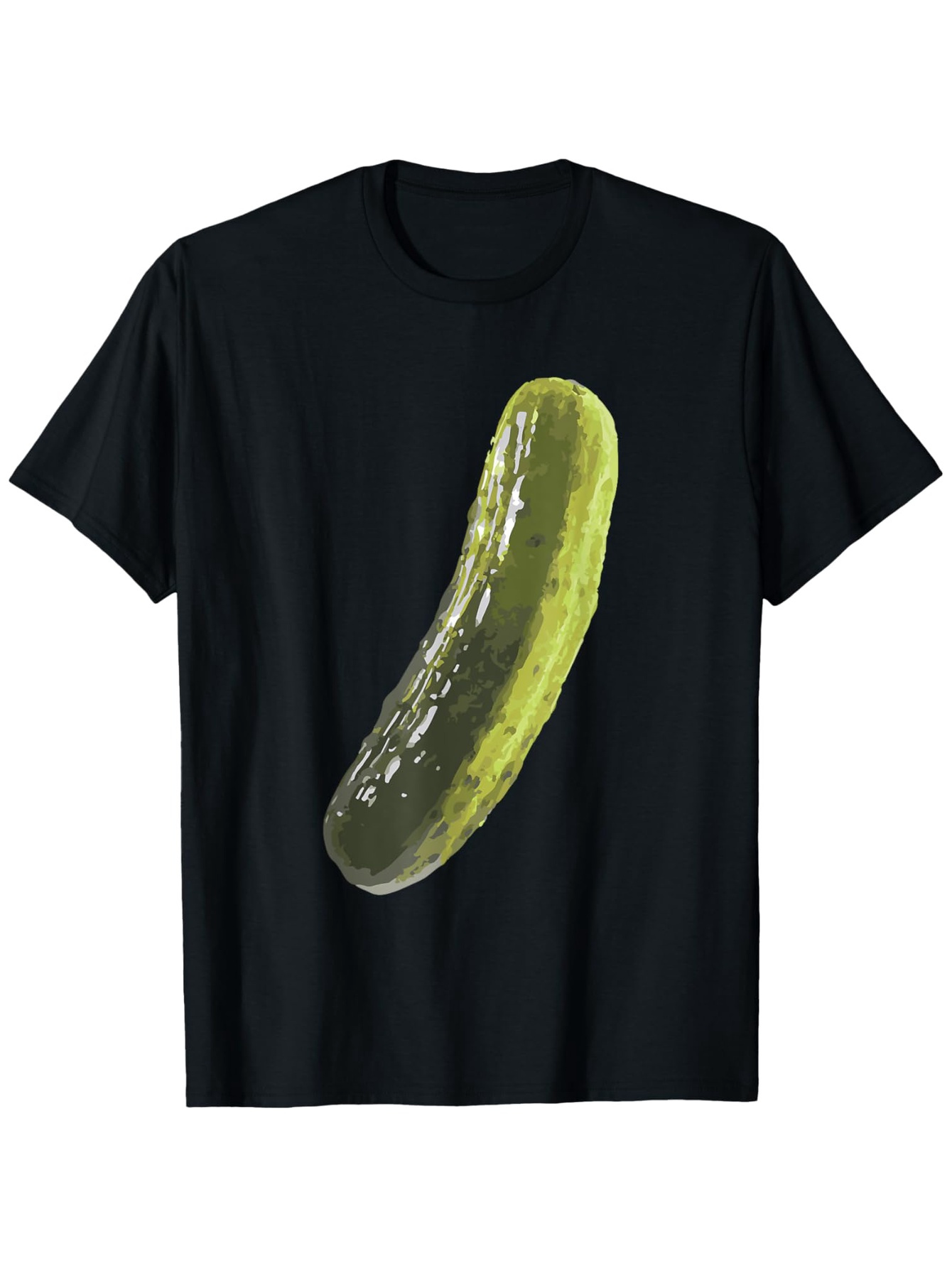 Men's Graphic T-Shirt Glossy Green Fresh Cucumber With Light Shining Over Smooth Black T Shirt