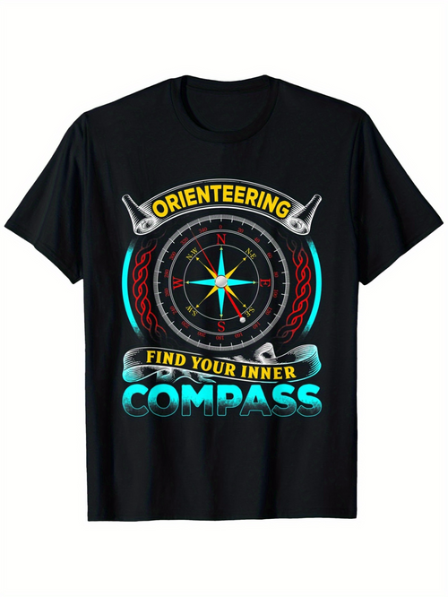 Men's Graphic T-Shirt Orienteering Find Your Inner Vintage Style Adventure Compass