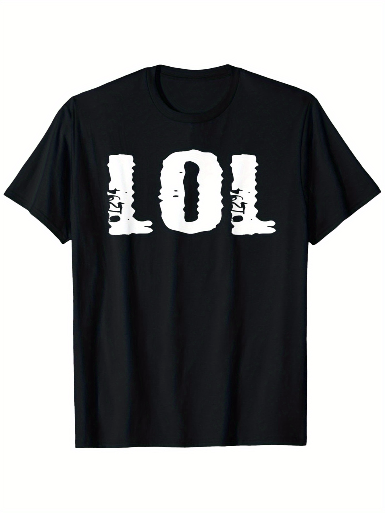 Men's Graphic T-Shirt LOL Distressed White Bold Letters Across Chest